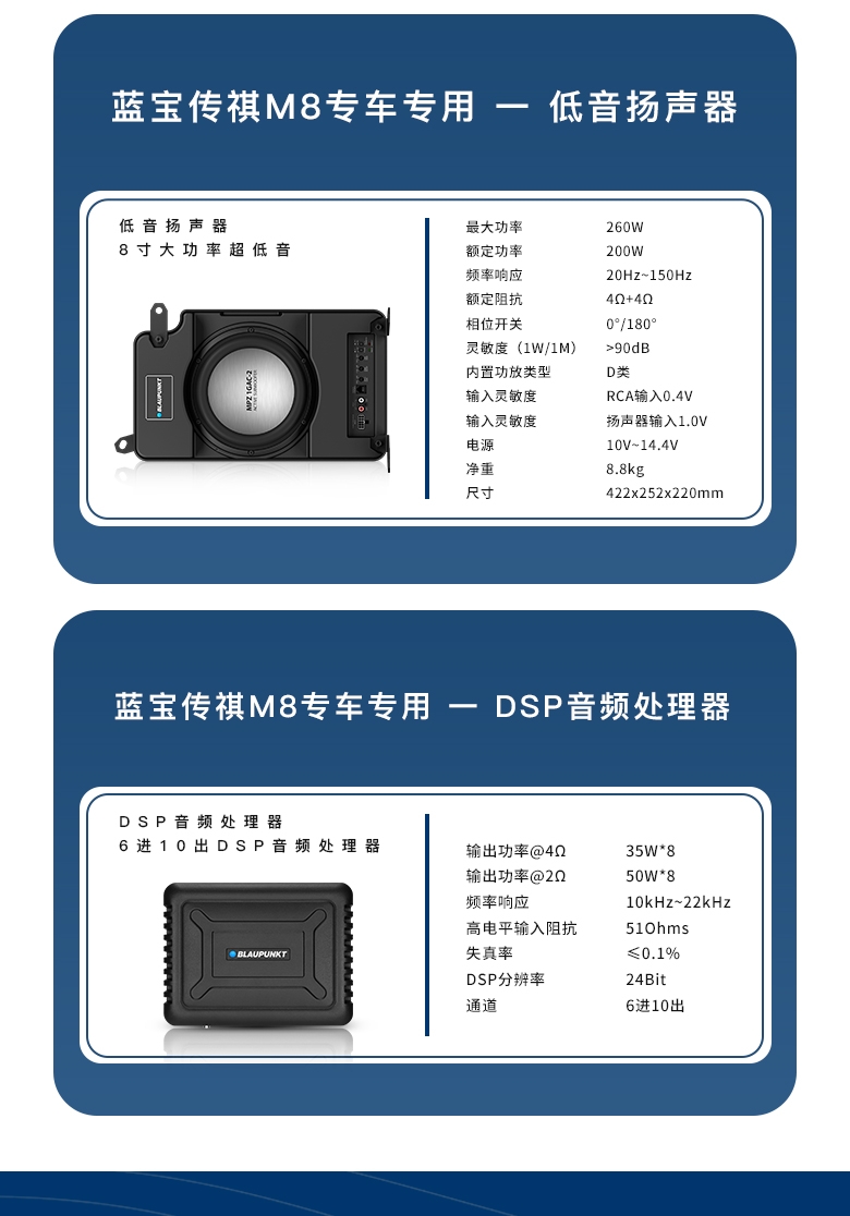德國(guó)（藍(lán)寶BLAUPUNKT）傳祺M8專(zhuān)車(chē)專(zhuān)用音響套裝